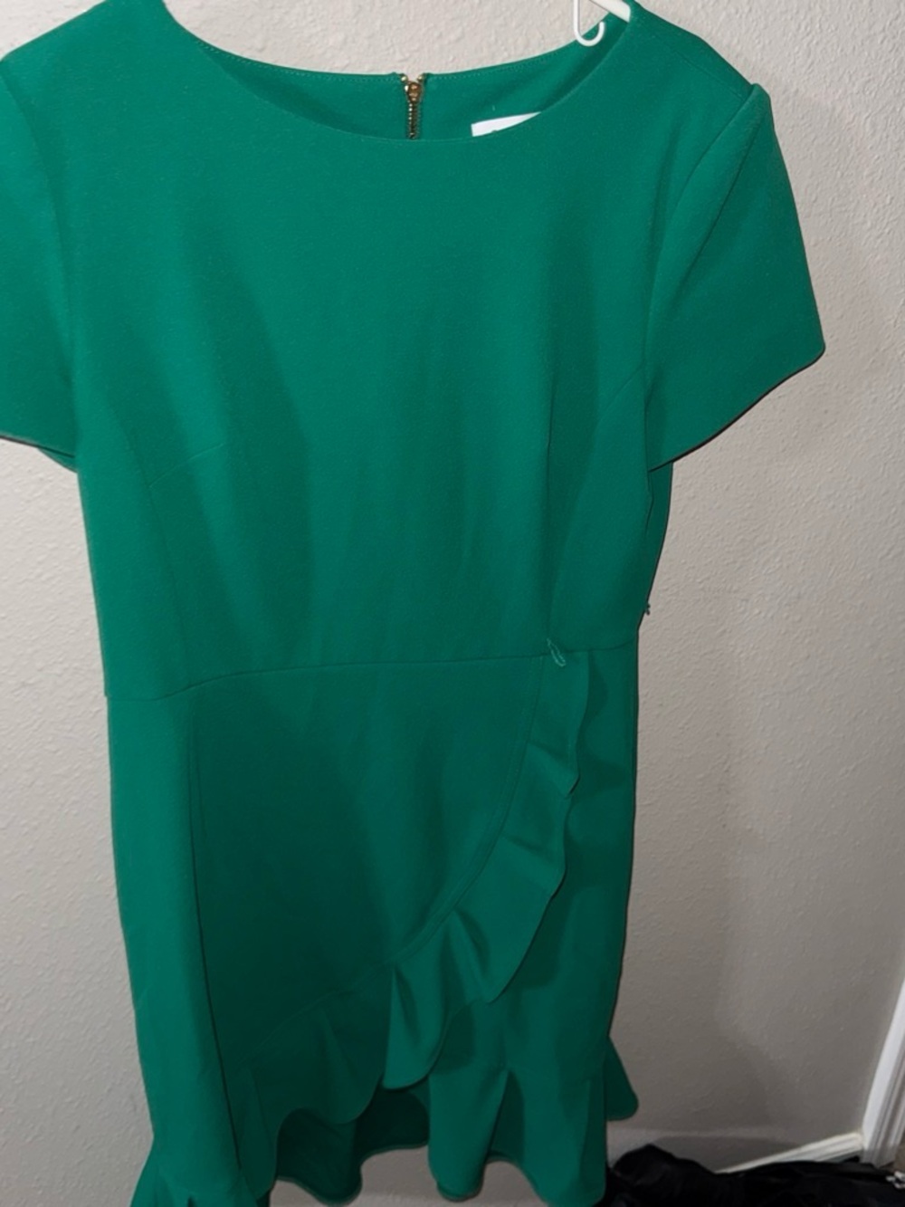 Calvin Klein Emerald Green Ruffle Hem Mini Dress